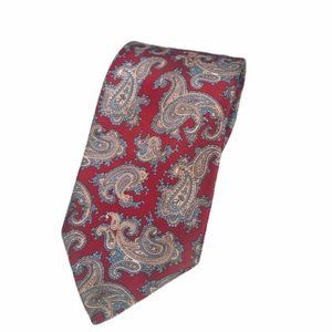 Etienne Aigner Red Paisley Pattern Silk Men's Tie Made In USA